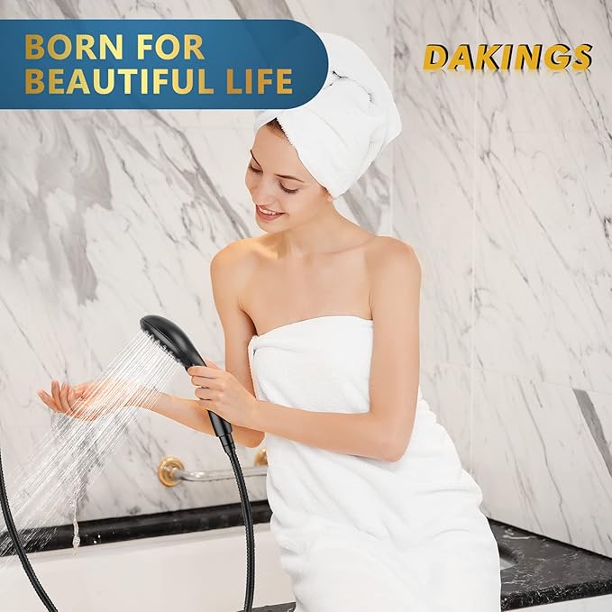 6 Spray Modes High Pressure Handheld Showerhead Set Upgraded 5 Inches Shower Head with Handheld Spray Premium Black Handheld Shower Head 60 Inches Stainless Steel Hose-1-Min Install-PawvioPets