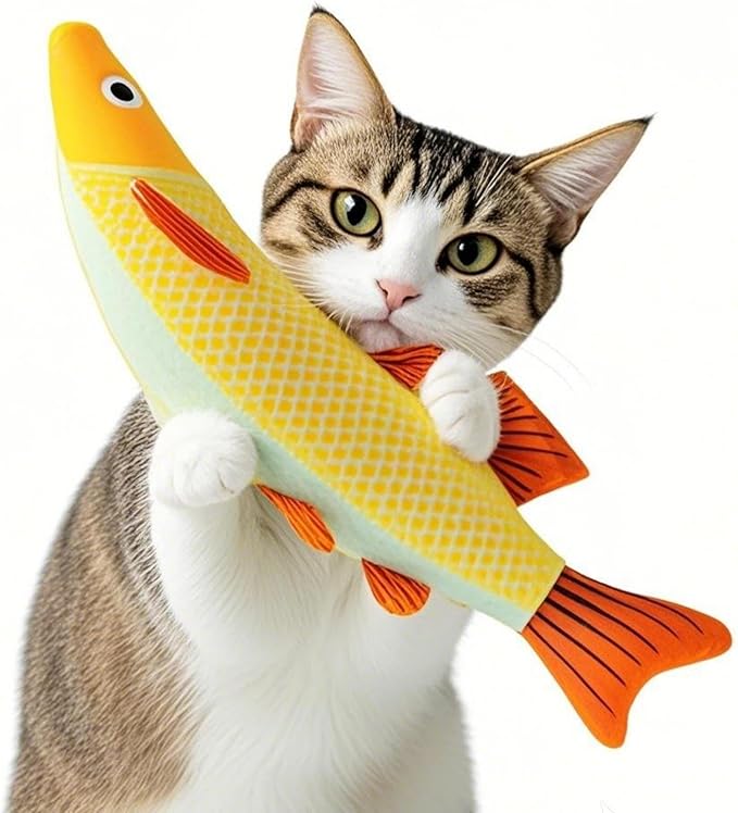 Cat Toys for Bored Indoor Adult Cats - Catnip Toys for Mental Stimulation, Interactive & Durable Kicker Toys for Solo Play, Best for Lazy or Senior Cats (Orange)-PawvioPets