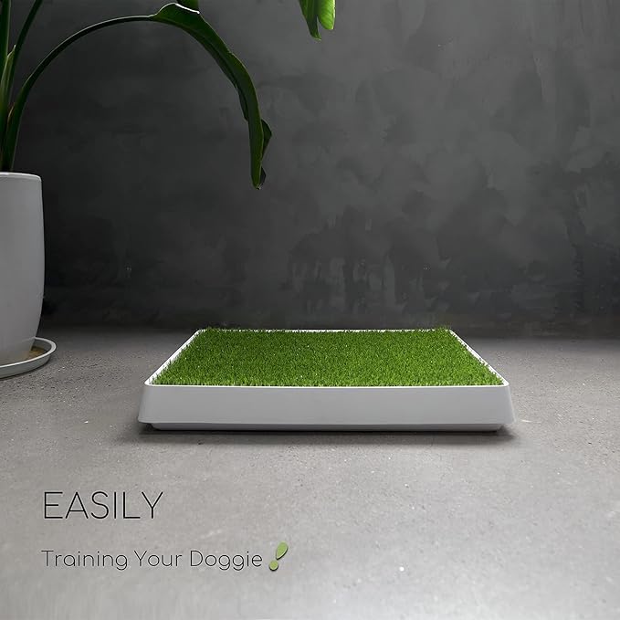 Dog Grass Pad with Tray, Dog Litter Box, Porch Potty for Puppy Pee Training, Indoor Portable Fake Grass Pee Pad System, Artificial Grass + Pee Pad Holder-PawvioPets