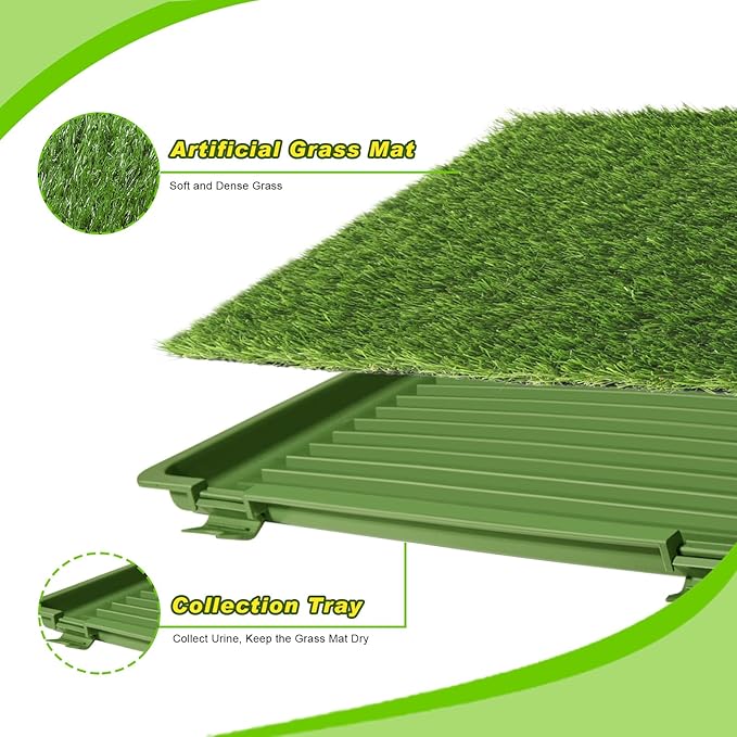 Dog Grass Pad with Tray: 3 Pack Grass Pee Pads for Dogs Potty for Puppy Training, Artificial Turf for Dogs with Collection Tray for Indoor /Outdoor /Patio /Balcony, 22"x18" Green-PawvioPets