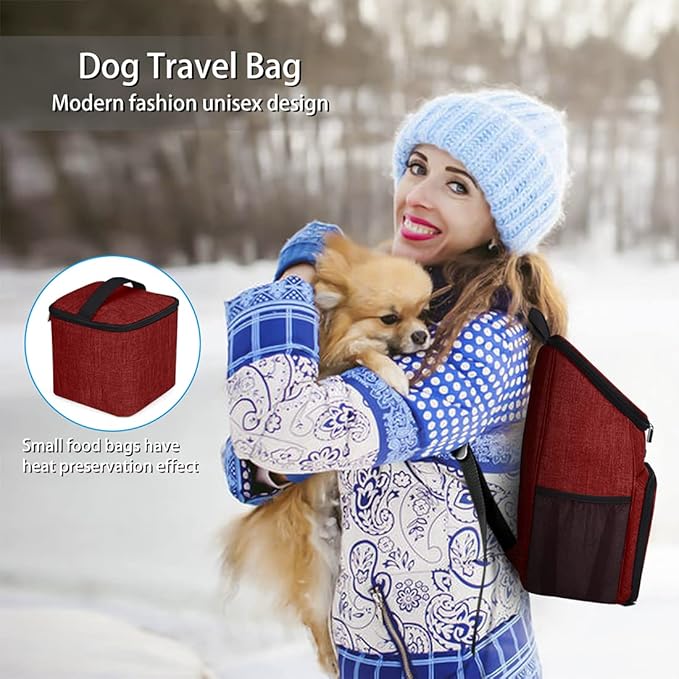 BAGLHER丨Dog Travel Bag, Airline Approved Pet Supplies Backpack, Dog Travel Backpack with 2 Silicone Collapsible Bowls and 2 Food Baskets-PawvioPets