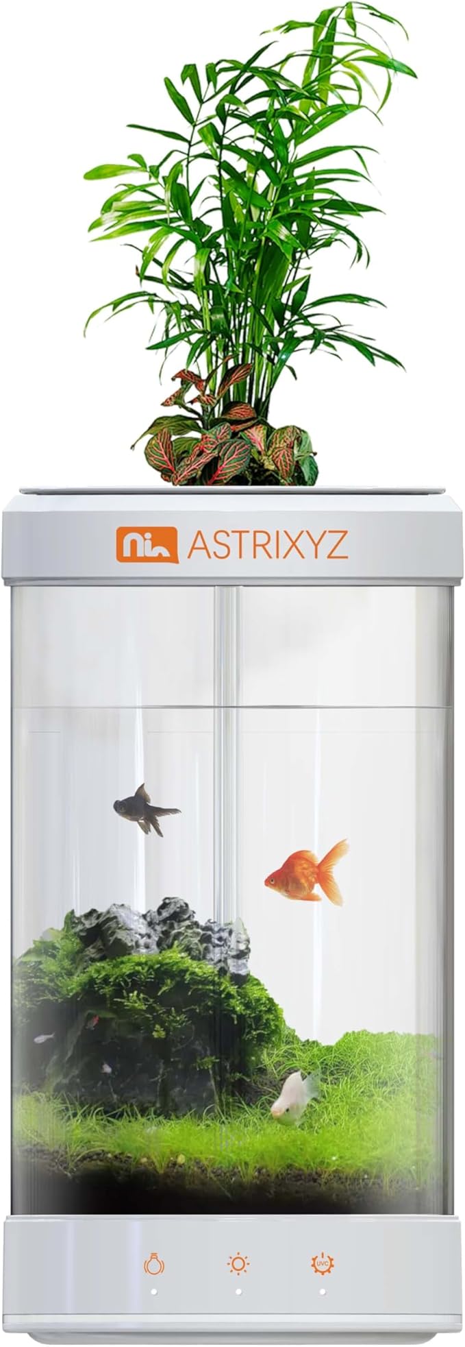 Aquarium Kit-1.5 Gallon Self-Cleaning Betta Fish Tank with 3-in-1 Filtration System, Oxygenation,Water Circulation, Multi-Color LED Lights - Quiet Desktop Aquarium for Home,Office & Gifts(White)-PawvioPets