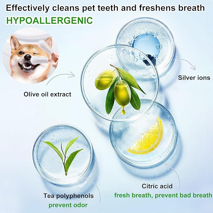 Dog Teeth Finger Wipes Cat Dental Finger Wipes, Puppy Teeth Cleaning Wipes, Pet Oral Care Pack of 50-PawvioPets