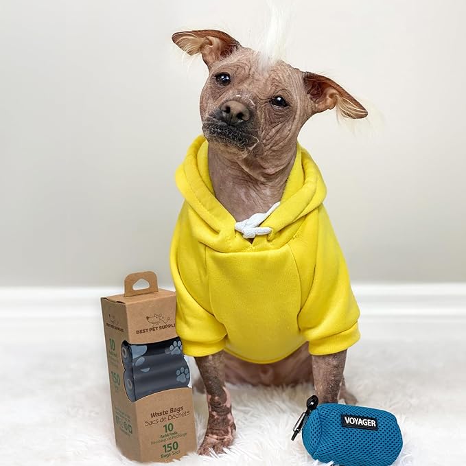 Best Pet Supplies Dog Poop Bags (150 Bags) for Waste Refuse Cleanup, Doggy Roll Replacements for Outdoor Puppy Walking and Travel, Leak Proof and Tear Resistant, Thick Plastic - Black-PawvioPets