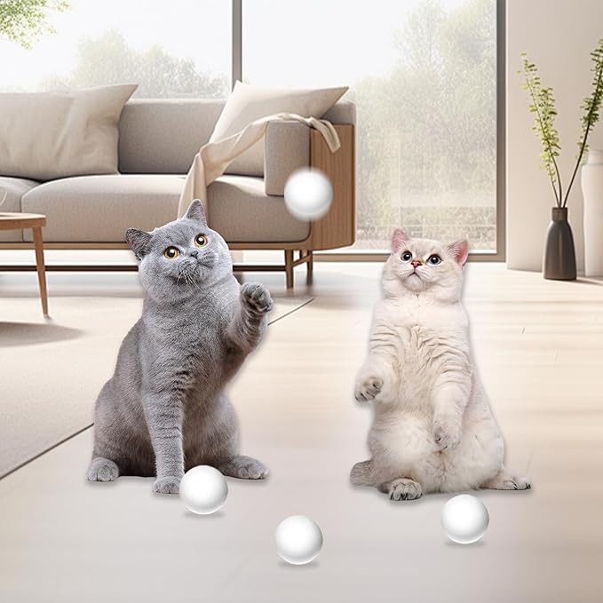 Cat Ball Toy Cat Track Balls Replacement Track Balls for Turbo Round Scratcher Toy (4 pcs), White-PawvioPets