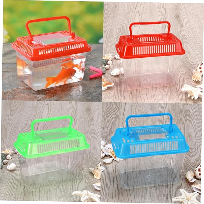 Betta Fish Tank LED Fish Tank Plastic Aquarium Gallon Fish Bowl Small Betta Tank Fish Box with Portable Goldfish Bowl Frog Suite Travel Green Portable Fish Tank Travel-PawvioPets