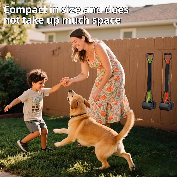 2 Pack 32 Inch Foldable Dog Pooper Scooper,Dog Poop Pick Up Tool for Large&Small Dogs,Sturdy & Light Weight,Easy to Carry and Clean-PawvioPets