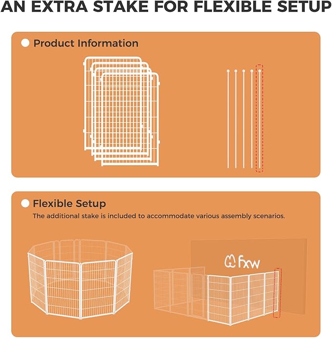 FXW Homeplus Unleashed Indoor Dog Playpen - Stress-Free and Safe Play, Heavy Duty 45 Inch 4 Wire Panels Dog Pen for Large Dogs, White│Patented-PawvioPets