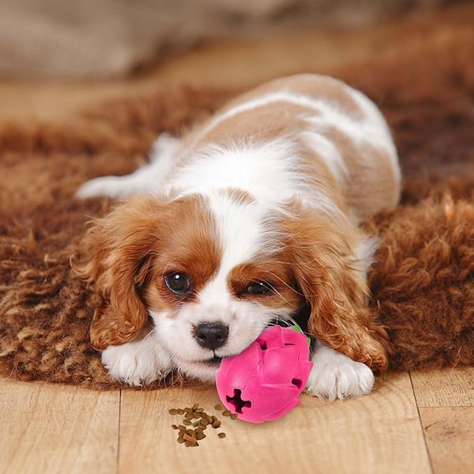 AUSCAT Dog Treat Dispensing Toys, Dispensing Puzzle Dog Toy for Aggressive Chewers, Rubber Dog Treat Dispenser, Interactive Stimulation Dog Food Toys, Pitaya Shape-PawvioPets