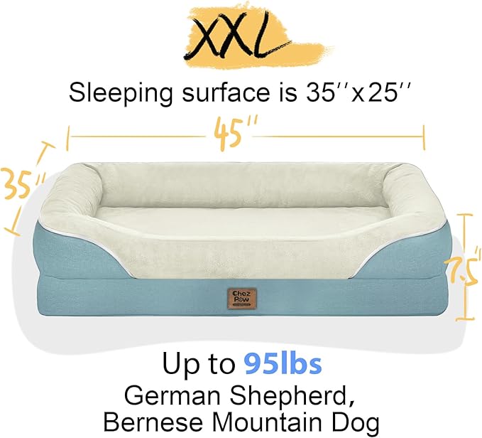 Washable Orthopedic Large Dog Bed - Dog Beds Large Sized Dogs with Removable Cover Waterproof Orthopedic XL Pet Bed with Bolster-PawvioPets