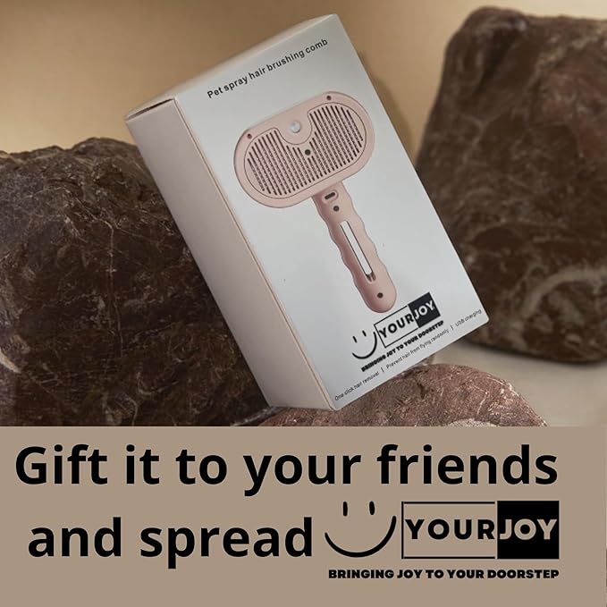 4 in 1 Cat Steam Brush: steam brush for cats, Grooming, Shedding, Mist Spray, Hair Removal Comb & Massager, USB Rechargeable Self Cleaning cat steam brushes for indoor cats - White-PawvioPets