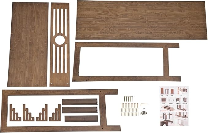 Console Table with Storage Shelves, 2 Tiers L 40.1” Narrow Sofa Table with Drawers, Bamboo Entryway Table for Small Spaces, Living Room Hallway Foyer Corridor Wood Entry Table-PawvioPets