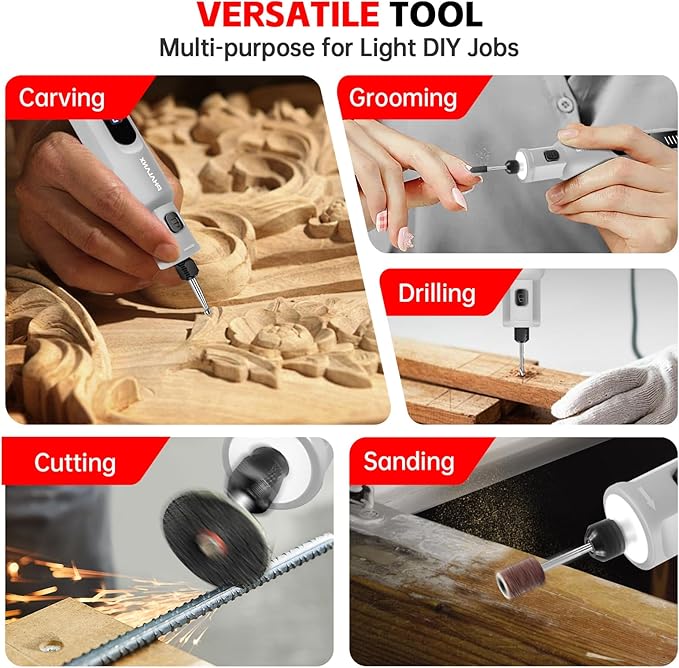 Dog Nail Grinder - Rechargeable Pet Nail Grinder, Electric Upgraded 5 Speed w LED Lights Cordless Dog Nail Trimmer Kit, 40 Accessories Pet Dog Claw Care Kit for Dogs Cats and Small Medium Animals Grey-PawvioPets