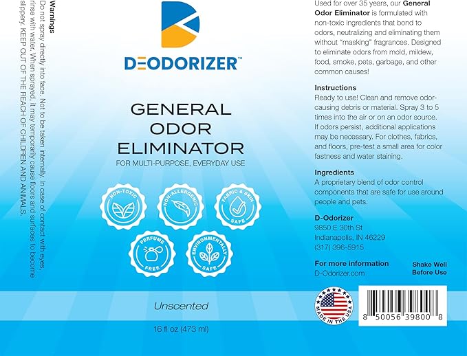 General Odor Eliminator for Multi-Purpose Everyday Use - Air & Surface - Neutralizes Odors, Unscented - 16oz Spray-PawvioPets