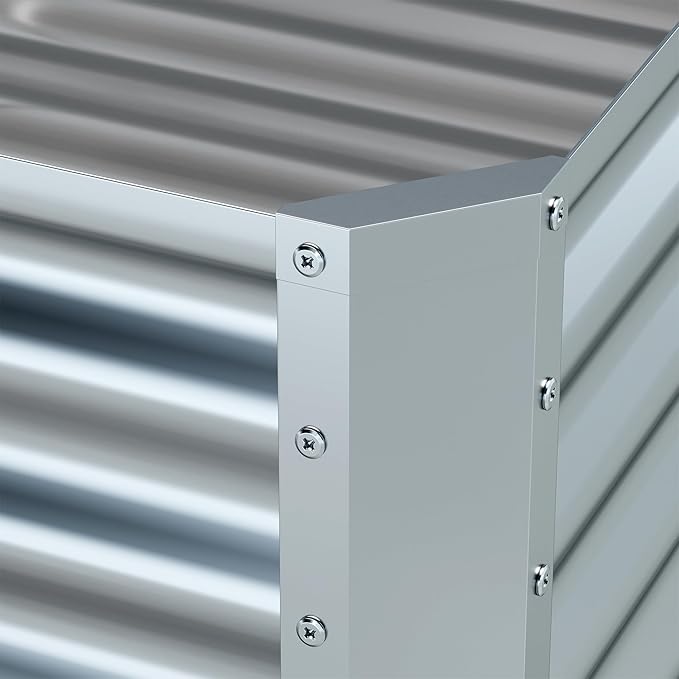 EKX 8x2x2FT Galvanized Raised Garden Bed, Raised Garden Bed Kit-Metal Planter Box Outdoor,Planting for Vegetables, Fruits,Herbs, Flowers-Slive-PawvioPets