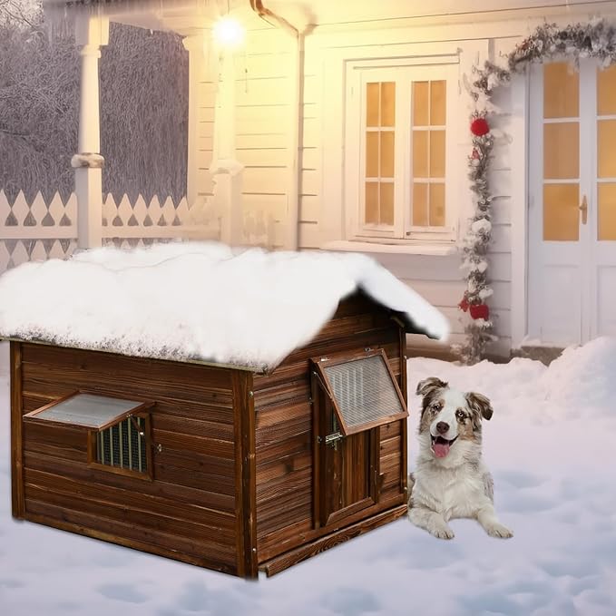 Big Outdoor Dog House for Large Breed Dogs with Removable Floor&Roof,Dog House Outdoor Weatherproof Warm Dog Houses for Medium Dogs,Heavy Duty Large Indoor Pet House,3XL-54.33"(D) X42.13(W) X46.46(H)-PawvioPets