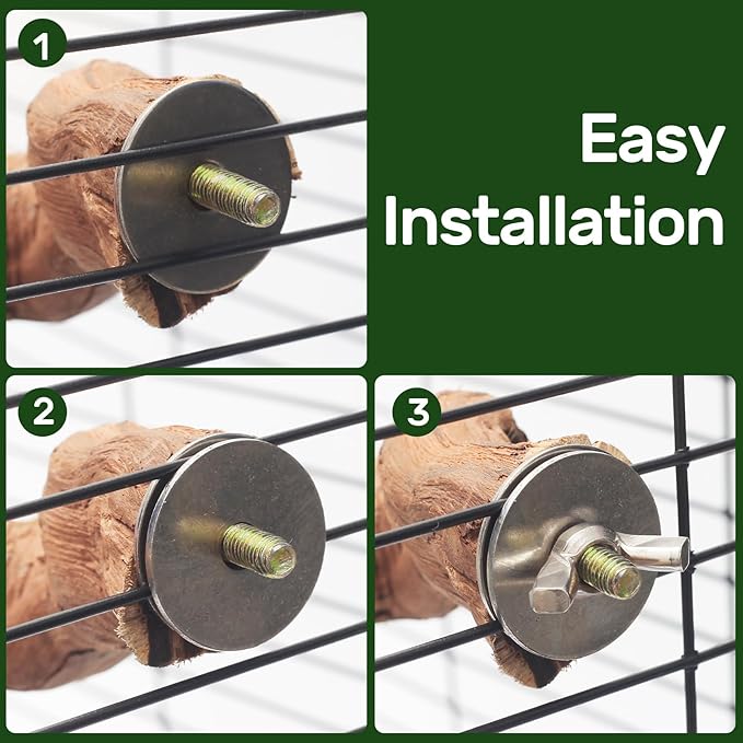 6-Piece Premium Bird Perch Stand with Natural Grape Wood Branch, Paw Grinding Fork, Chewing Stick, Cage Accessories for Parakeets, Budgies, Cockatiels, Finches, Lovebirds-PawvioPets