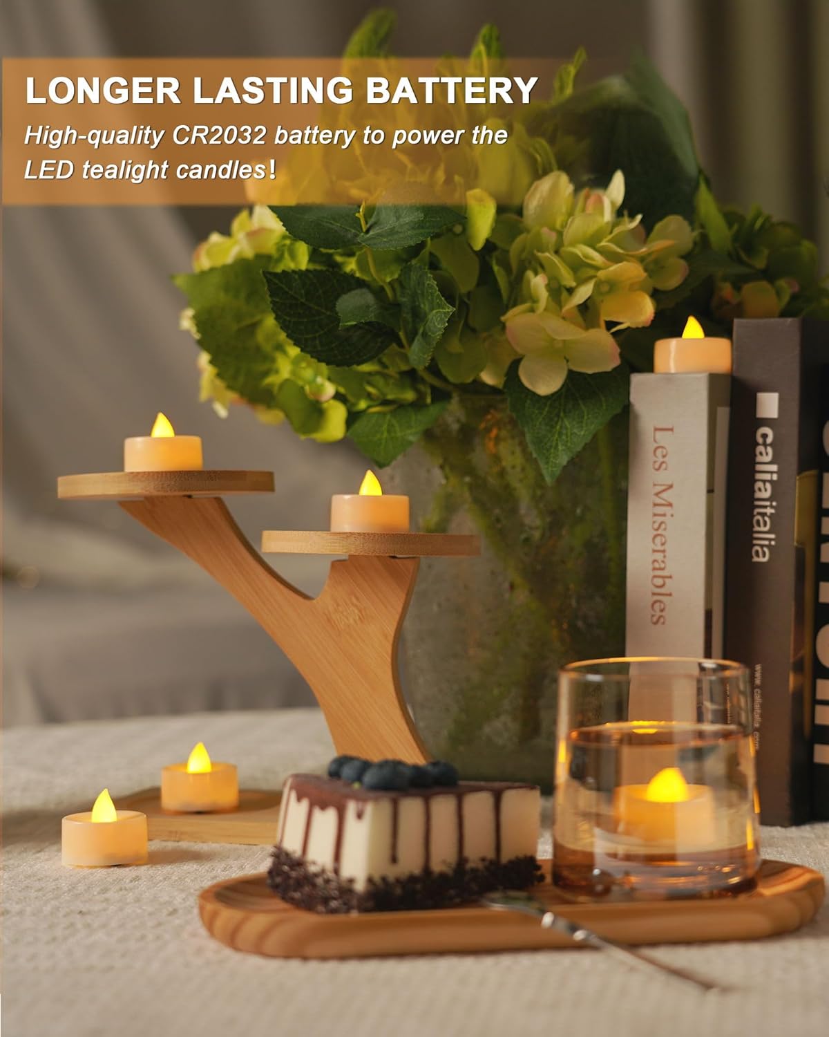 BEICHI Flameless LED Tea Lights - 50 Pack Battery Operated Flickering Fake Candles for Wedding, Halloween, Christmas, Diwali - Warm Yellow