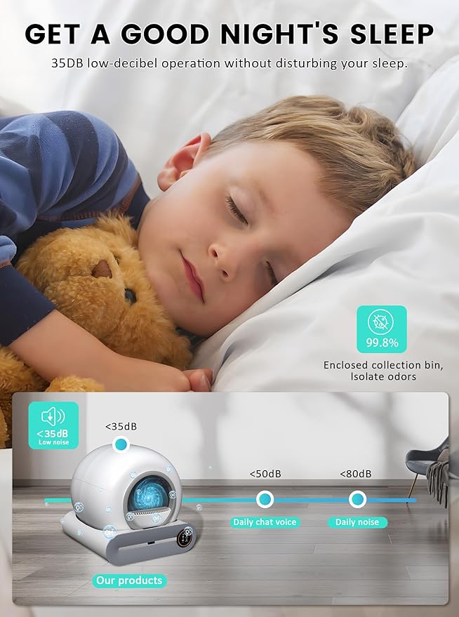 Automatic Litter Box, Upgraded Robot Self Cleaning Litter Box for Multiple Cats, 65L+9L Extra Large, Features Negative ion Sterilization and Deodorization, APP Control, 3 Rolls Litter Bag Liners-PawvioPets