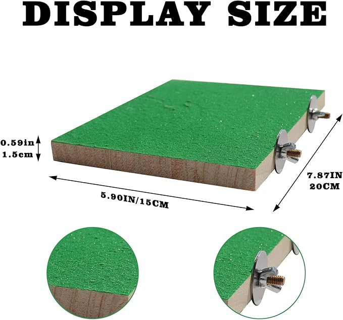 7.9×5.9 Inches Large Bird Perch Stand Platform, Natural Wooden Bird Cage Accessories, Bird Stand Perch with Rough Quartz Sand Surface for Parrot, Parakeet, Budgies, Cockatiel, Rats-PawvioPets