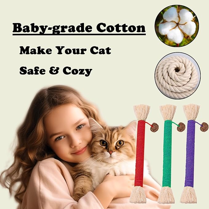 Cat Toys 3Pack Silvervine Chew Stick Kitten Treat Catnip Toy Kitty Natural Stuff Catnip for Cleaning Teeth Indoor Dental Snack Interactive-PawvioPets