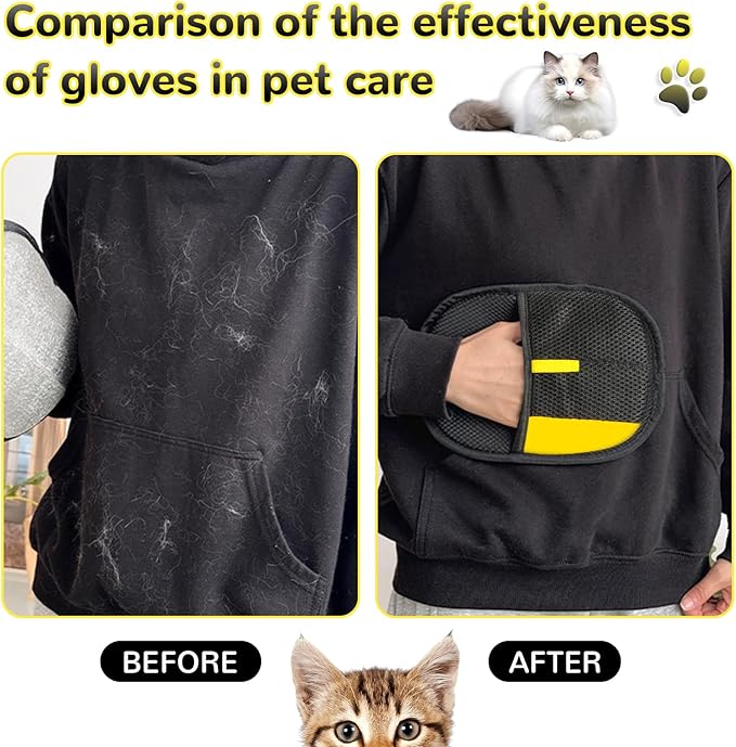3Pcs Electrostatic Gloves Pet Hair Removal, 2025 Thickened Pet Hair Remover Glove, Washable Reusable Dog Cats Hair Gloves for Furniture Bed Sheets Couch Clothes Carpet Car Seat-PawvioPets