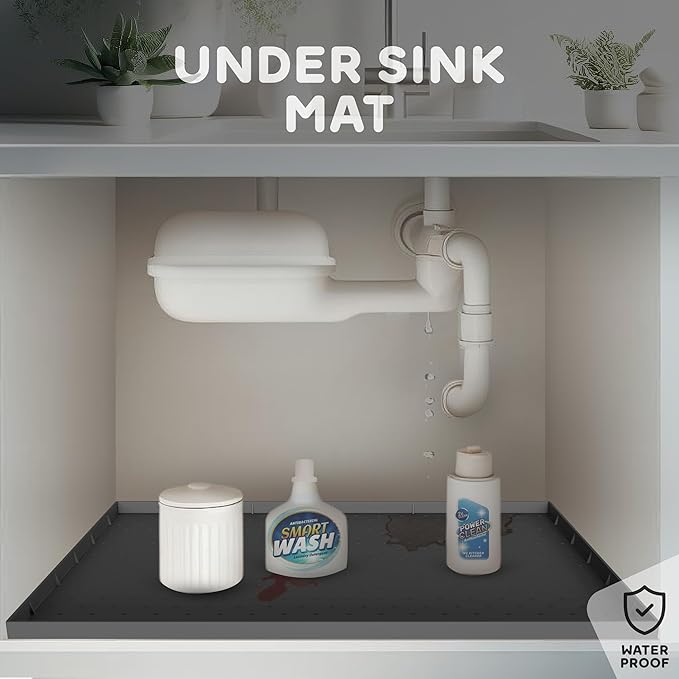 32x24x1” XL Dog Food Mat - All Purpose Under Sink Liner, Washer and Dryer Covers for The Top, Silicone Griddle Mat for Blackstone - Raised Edges Dog Mat for Food and Water Prevent Spill, Waterproof-PawvioPets