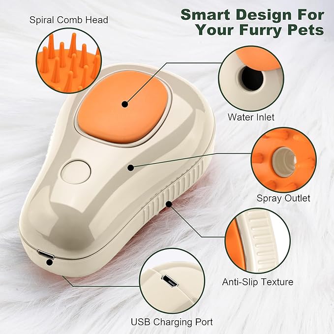 3 In 1 Pet Brush for Shedding, Portable Hair Removal Tool for Cats and Dogs, Deshedding Grooming Brush for Indoor Pets-PawvioPets