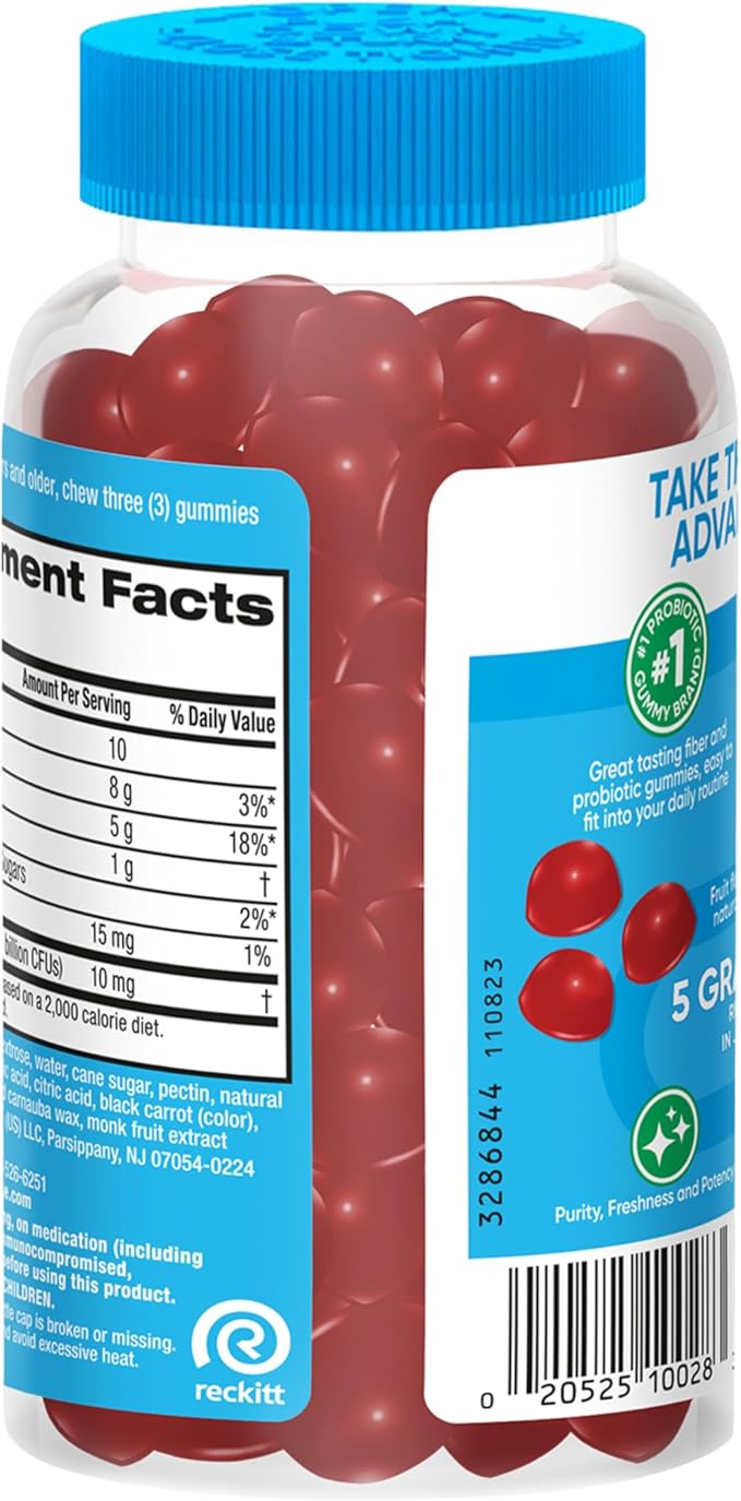 Digestive Advantage Prebiotic Fiber Gummies + Probiotics for Gut Health, 5g Prebiotic Fiber Plus 1 Billion CFU Probiotic, Supports Digestive Health & Regularity, (60ct Bottle) Strawberry Flavor*-PawvioPets