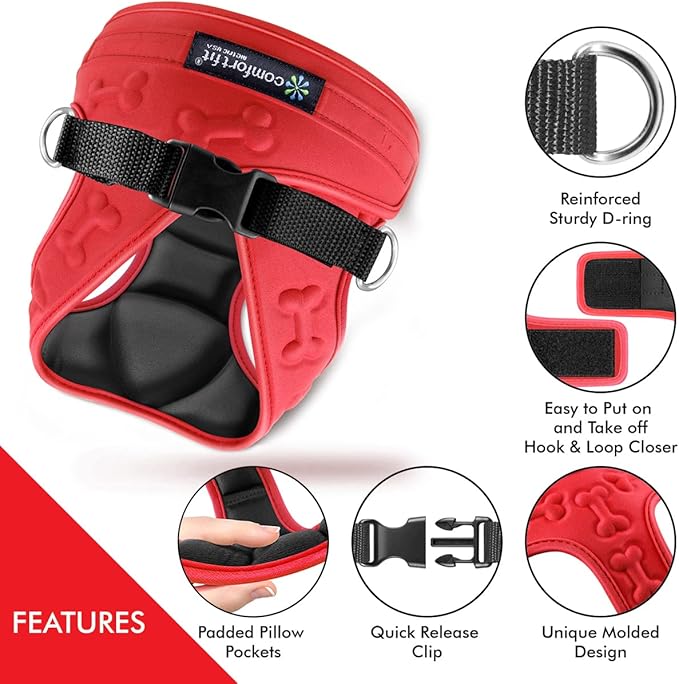Comfort fit All Weather Step-in Dog Harness - Adjustable Small Dog Harness Medium Sized Dogs - Soft Padded Easy Walk Dog Vest Harnesses-PawvioPets