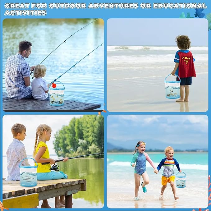 Foldable Small Aquarium, Portable Fish Tank, Fish Transport Container, Plasitc Fish Bowl, Beginner Tank, Great Concept for Catching and Release Critters, Beach, Pool and Lake-PawvioPets