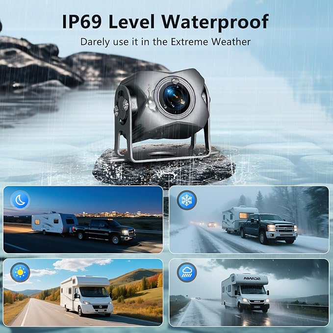 5 Channel Backup Camera System,Carplay & Android Auto,GPS Navigation, Touchable 11 inch Monitor with Loop Recording DVR car Stereo,1080P Rearview Camera for RV/Truck/Trailer Pickup,128GB Card-PawvioPets