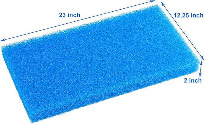 AQUANEAT Aquarium Filter Sponge Open Cell Foam Sheet Bio Sponge Filter Media Pad HMF Fish Tank Sump Divider (23" Lx 12.25" W x 2" H, Blue)-PawvioPets