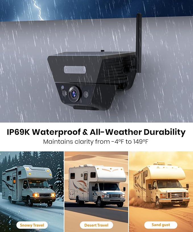 AUTO VOX Wireless Backup Camera Solar Magnetic: with 7.2" DVR 1080P 2 Split Recording Monitor, Dual Antenna Stable Signal,IP69K & 1-Min Install,HD IR Night Vision for Truck, Trailer, RV, Camper-PawvioPets