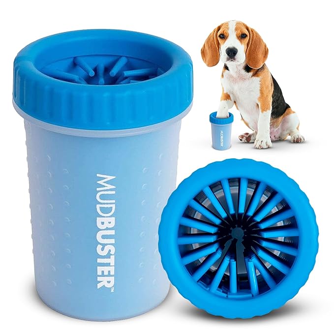Dexas MudBuster Portable Dog Paw Washer/Paw Cleaner, Medium, Pro Blue-PawvioPets