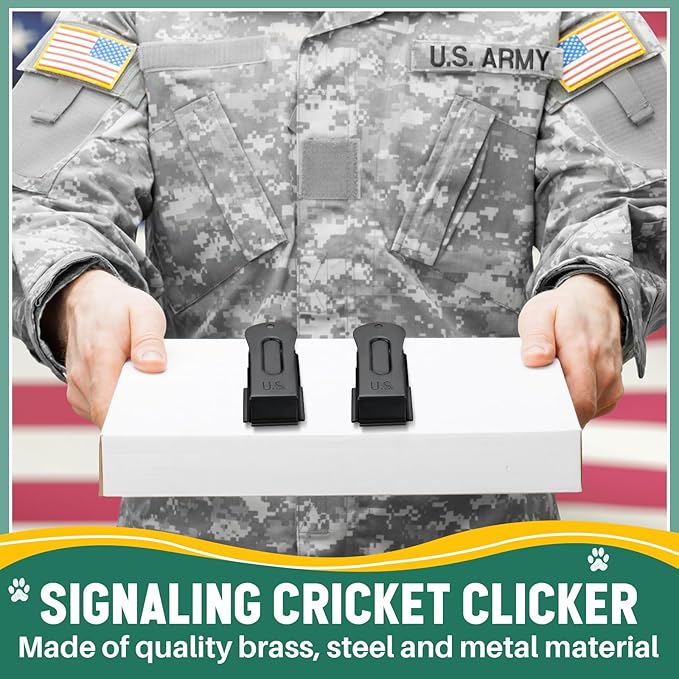 2 Pieces Brass Pet Training Clicker Signaling Cricket Clicker Metal Dog Clicker for Puppy Cats Trainer Pet Owners (Black)-PawvioPets