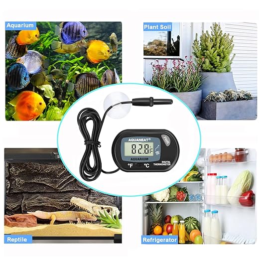 AQUANEAT 2 Pack Aquarium Thermometer, Fish Tank Thermometer, Digital Temperature Test, with Large LCD Display-PawvioPets