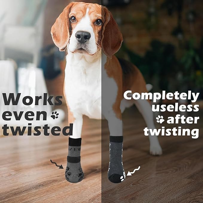 EXPAWLORER Anti Slip Dog Socks to Prevent Licking Paws, Dog Shoes for Hot Pavement, Dog Booties for Small Medium Large Senior Dogs, Traction Control Boots & Paw Protectors for Hardwood Floors-PawvioPets