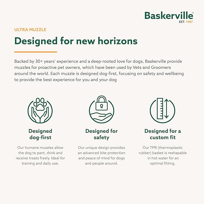 BASKERVILLE ULTRA MUZZLE - Patented Humane Design, Breathable, Dog can Pant and Drink, Adjustable, Padded, Dog Training Muzzle for Small Dogs, Prevents Biting, Wildlife Scavenging (Size 2, Black)-PawvioPets