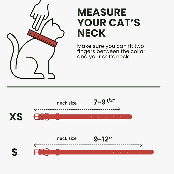 BRONZEDOG Leather Cat Collar with Removable Bells Non Breakaway Kitten QR Tag for Girl Boy (7" - 9" for Cats, Red & Silver)-PawvioPets