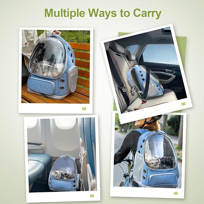 Expandable Cat Backpack,Cat Bubble Backpack Carrier for Carrying Cats, Pets and Small Dogs,Airline-Approved,Designed for Travel, Hiking, Walking,Car (Blue-PawvioPets