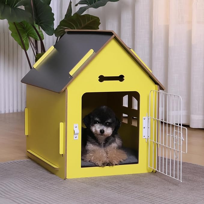 Dog House Indoor for Small Dogs or Cats, Cozy Wooden Design, Small Indoor Bed House, with Air Vents and Elevated Floor Warm Dog Cave-PawvioPets