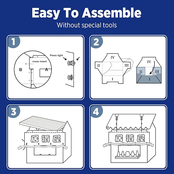 Cat Beds for Indoor Cats, Cardboard Cat House with Scratchers, Izakaya Bar, Large Sturdy Cat Furniture Condo Cave Tent, Easy to Assemble Pet Toys Accessories Stuffs, Bunny Small Animals-PawvioPets