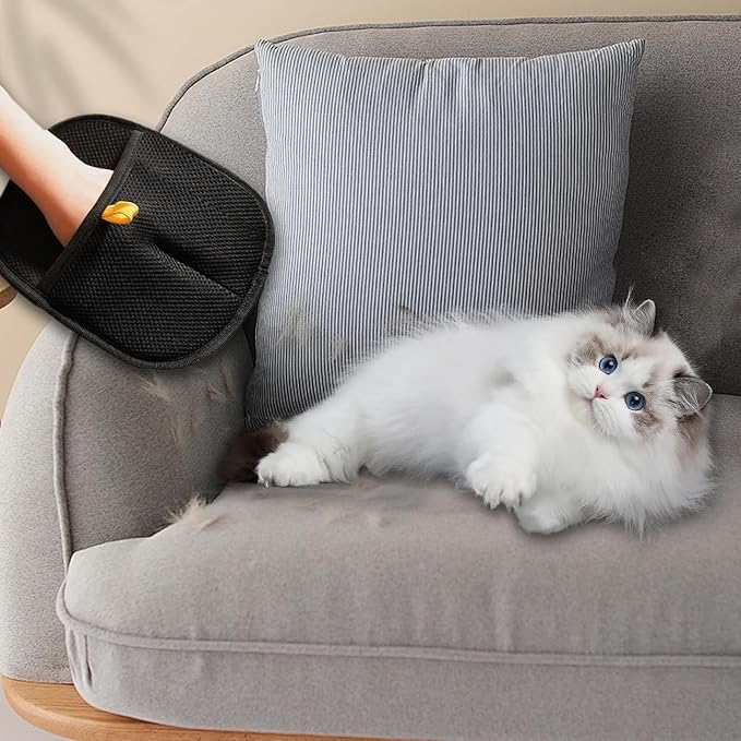 2025 Upgraded Pet Hair Removal Glove |Double-Sided – Reusable Grooming & Bathing Glove for Dogs and Cats |Soft Silcone Touch |Easy Deshedding and Cleaning Mitt (Black, 10 PCS)-PawvioPets