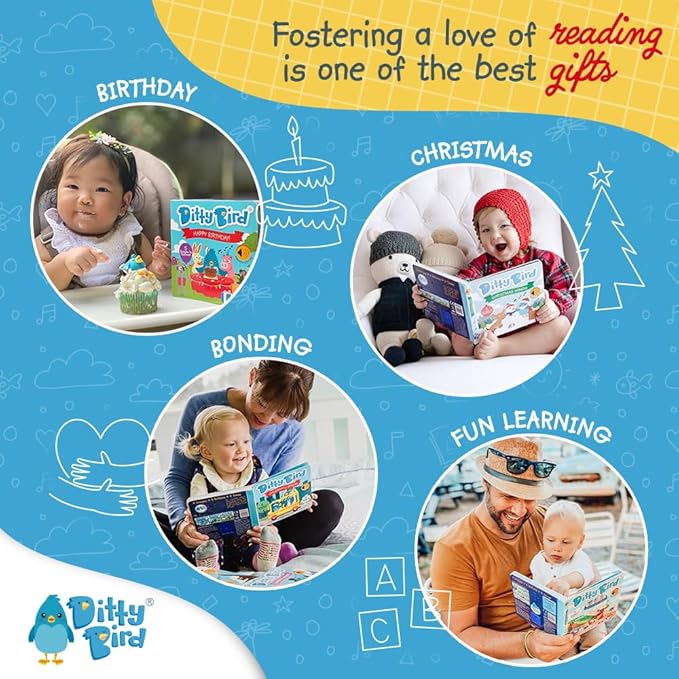 Ditty Bird Animal Sounds Book for Toddlers – Interactive Book Featuring Cuckoo, Blue Tit, Herring Gull, Tawny Owl & Dove Sounds | Musical Board Book for Ages 1-3 | Perfect Educational Gift for Toddler-PawvioPets