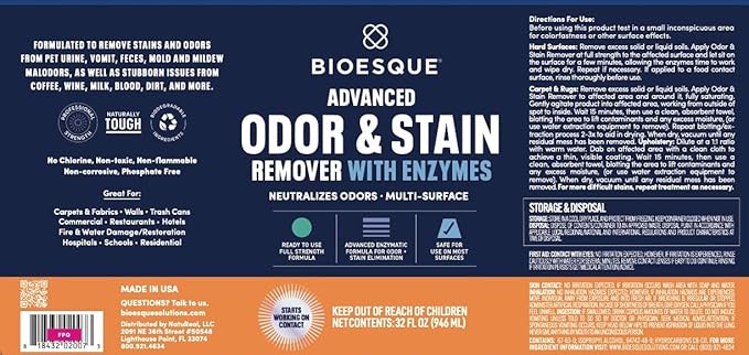 Bioesque Advanced Odor & Stain Remover with Enzymes, 32 Fl Oz (Pack of 1)-PawvioPets