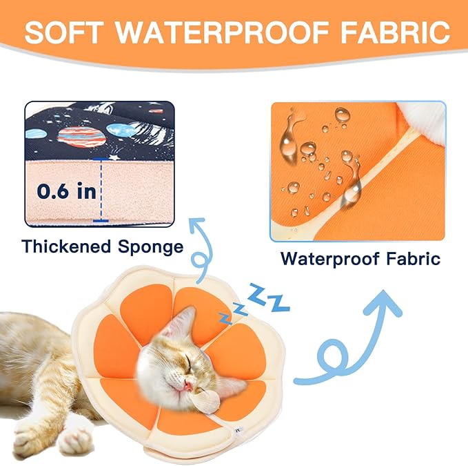 Cat Cone Collar Soft, Waterproof Cat Recovery Collar After Surgery, Adjustable Pet Donut Collar, Safety Elizabethan Collar to Prevent Licking Wounds for Kittens, Pet Cone Alternative-PawvioPets