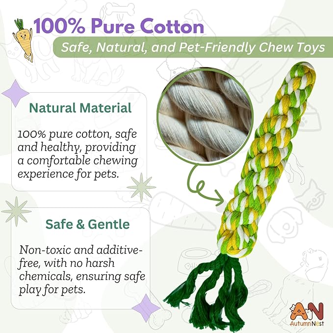 3PCS Rainbow Woven Pet Chew Set, Colorful Puppy Teething Chews, Dog Chew Toys, Cat Teething Playset, Soft & Safe Interactive Pet Chews-PawvioPets