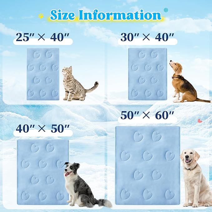 Cooling Blanket for Dogs, Lightweight & Durable Dog Cooling Mat, Q-MAX>0.45 Soft Breathable Pets Comforter for Couch, Bed & Car Essential - Light Blue 30x40 Inches-PawvioPets