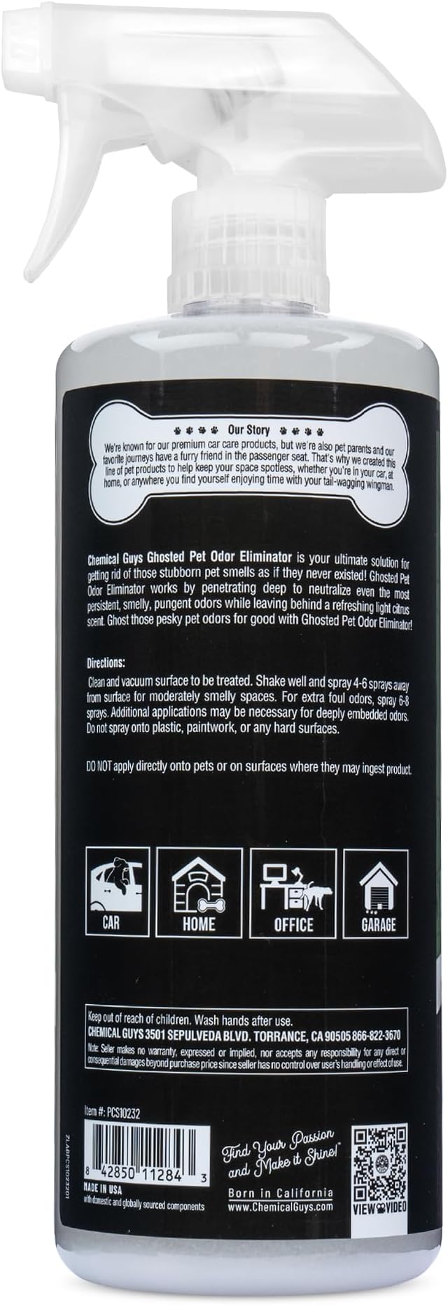 Ghosted Pet Odor Eliminator, Refresh Your Home, Car, Office, & More, from Chemical Guys (32 Fl Oz) - Fresh Citrus Scent - PCS10232-PawvioPets